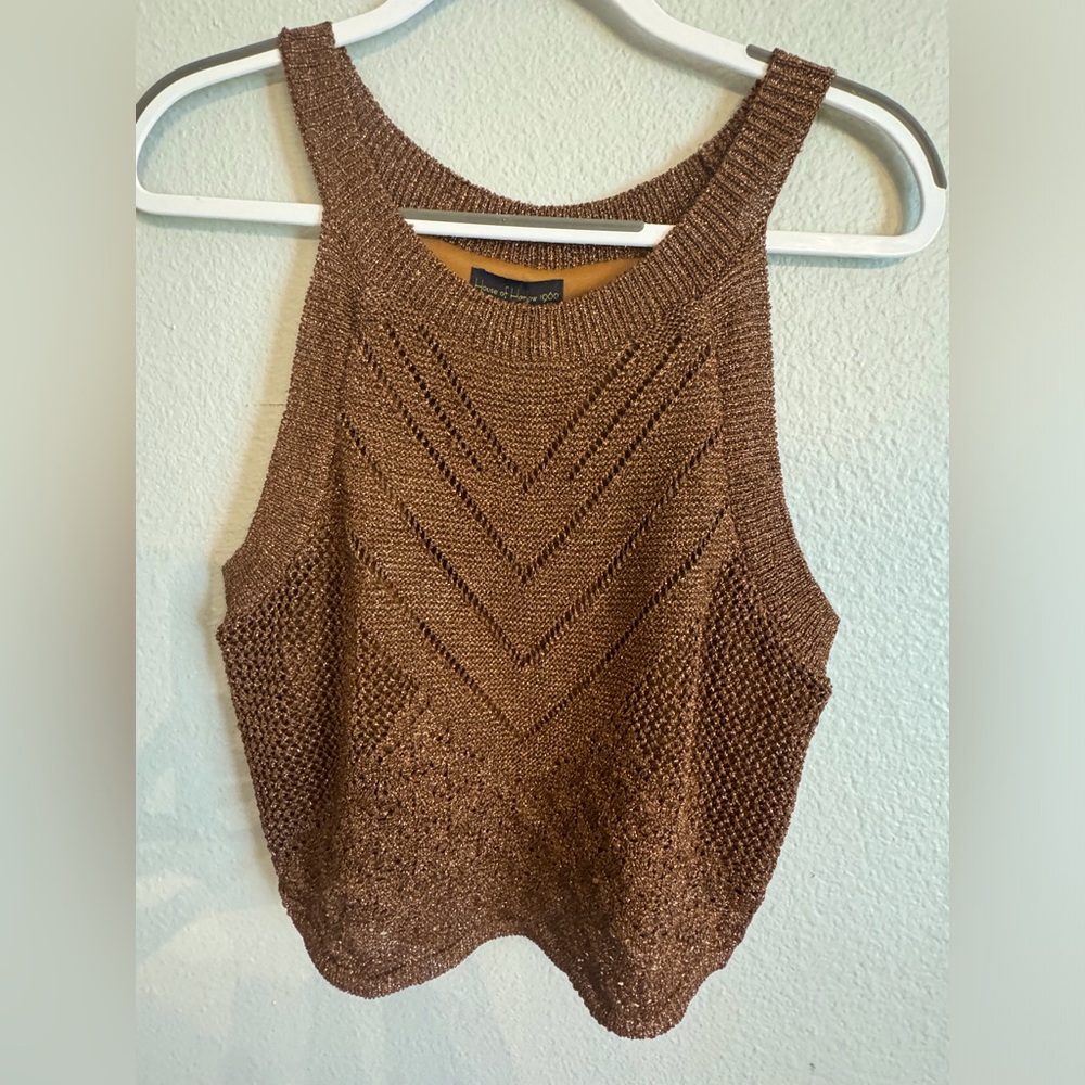 House of Harlow 1960 Brown Ribbed Crop Tank Top Size Large